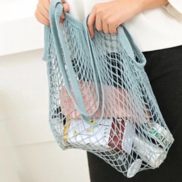 French Market Net Tote Bag Cool Blue - Picture 7 of 8